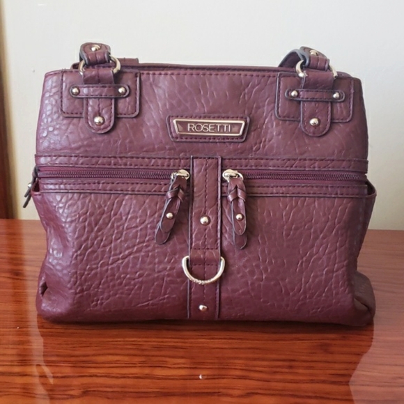 Rosetti Handbags - Rosetti Midtown Eggplant Leather Satchel Bag / Shoulder Purse.